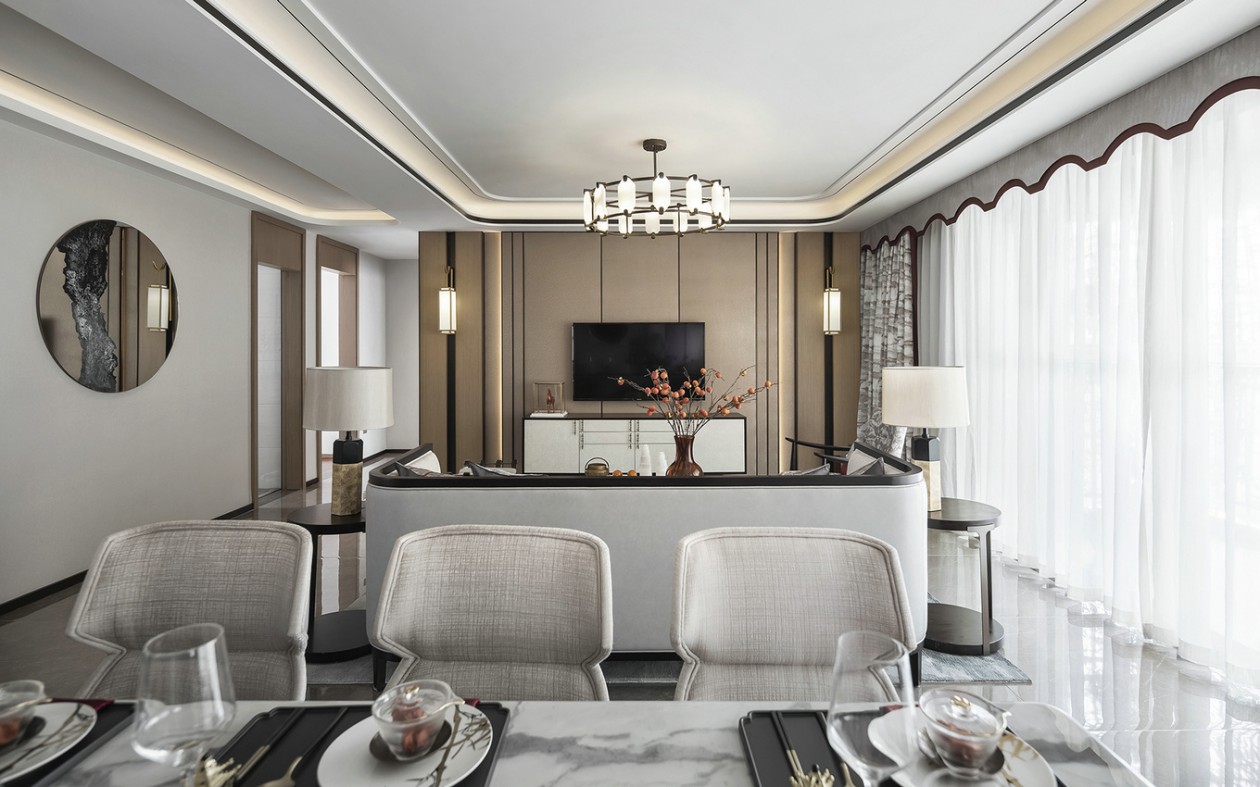 新中式风格室内家装案例效果图-餐厅 新中式风格室内家装案例效果图-餐厅