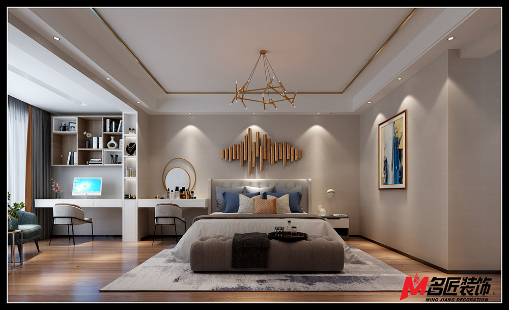 轻奢风格室内装修效果图-城市港湾三居180平米-卧室 轻奢风格室内装修效果图-城市港湾三居180平米-卧室